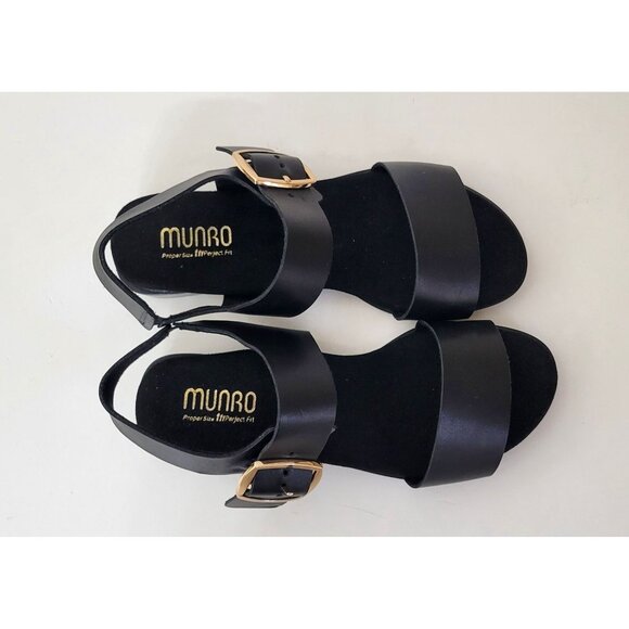 Munro Perfect Fit Cleo Black Leather Sandals Size 6 1/2 WW Like New - Picture 5 of 8